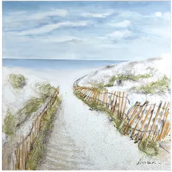 GILDE Leinwandbild »Gemälde Dünen-Idylle«, Landschaft-Strand, (1 St.) GILDE Farbe Bild(er): blau