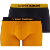 bruno banani Herren, Boxershorts, 2er Pack Flowing, Baumwolle Goldgelb/Schwarz 3XL