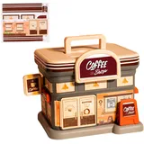 Niedliche Cartoon Haus Spardose für Kinder, mit Münz- & Geldschein-Einwurf, Schlüssel & Traggriff, große Kapazität, DIY Sticker, Deko Sparbox Geschenk für Mädchen & Jungen