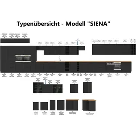 Küchen-Preisbombe Küchenzeile MONZA SIENA BASIC 280 cm Nussbaum Schwarz matt