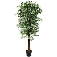 Decovego Kunstpflanze Ficus Benjamin, Kunstbaum im Topf, mit Echtholzstamm, Höhe 180 cm