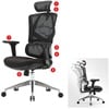 Bürostuhl HWC-J89, Schreibtischstuhl ergonomisch, Lordosenstütze hohe Rückenlehne 3D-Armlehnen gepolstert schwarz