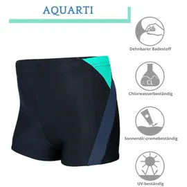 Aquarti Badehose Gestreift mit Motiven Grün/Schwarz 158