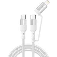 4smarts USB-C/C/ Lightning Kabel ComboCord CL 1.5m textil - Weiß