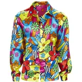 Amakando Blumenhemd Herren Buntes Hippiehemd L 52 Hippie Kostüm Männer Flower Power Hemd 60er 70er Jahre Kleidung Schlagermove Outfit