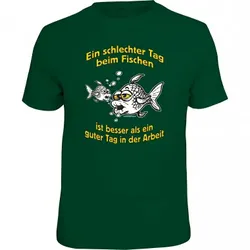 Rahmenlos Herren T-Shirt "Ein schlechter Tag beim Fischen...", L