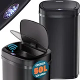 monzana Sensor Mülleimer Edelstahl Schwarz 50L