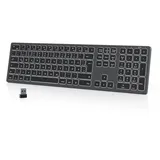 Seenda Kabellose Beleuchtete Tastatur Ultraslim für Windows DE Layout, Grau Tastatur (Wiederaufladbar) grau