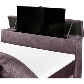Set One by Musterring Boxspringbett "Richmond", lila (aubergine), B:203cm L:243cm, SET ONE BY MUSTERRING, Komplettbetten, Boxspringbett, versenkbarer TV- Halterung mit Fernbedienung