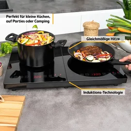 tzs-first-austria TZS First Austria Induktionskochplatte, doppelt, Timer, Kindersicherung, 3500W, Induktionskochfeld, Doppelt Kochfeld, Touch-Display, Top... | schwarz,