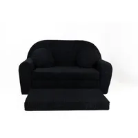FORTISLINE Kindersofa Kindersofa Rosalia Ausklappbares Sofa aus Cord mit Verlängerung schwarz