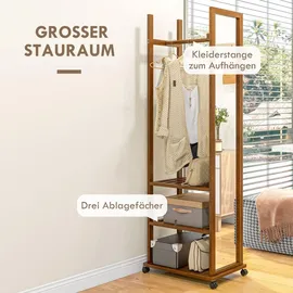 Homcom Standspiegel, Ganzkörperspiegel mit Ständer, Garderobenspiegel mit Rollen,