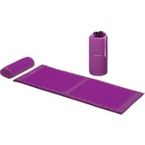 Navaris 2in1 Akupressur Massage Set - 1x Akupressurmatte 1x Kissen mit Tasche - Matte und Kopfkissen zur Lösung von Verspannungen - Violett