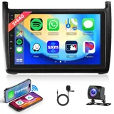 2G+64G Android Autoradio 2 Din für VW Polo 6R 6C 9N 2008-2016 mit Wireless Carplay Android Auto Navi GPS WiFi 9 Zoll Autoradio mit Mirror Link Bluetooth FM/RDS/DAB/OBD Lenkradsteuerung Rückfahrkamera