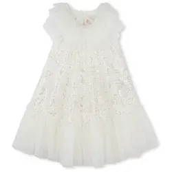Billieblush für Mädchen. U20989 Zeremonie Kleid weiß (8años= 126cm), Lässig, Polyester, Kurzarm, Kinderbekleidung