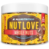 ALLNUTRITION Nutlove Whole Nuts - Mandeln in Vollmilchschokolade und Zimt - Zuckerfreie Schokolade - Schokolade ohne Zuckerzusatz - Kalorienarme Süßigkeiten - Gesunder Snack - 300g