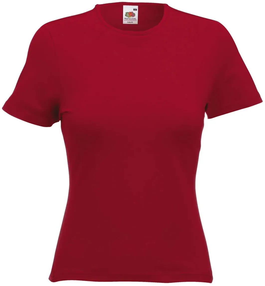 Fruit of the Loom Lady-Fit Crew Neck T, dunkelrot, XS