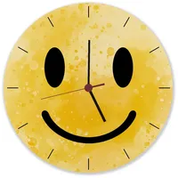 Speecheese Grinsendes Emoticon gelbe Wanduhr aus Alu witzige Uhr