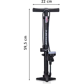 Dunlop Fahrradpumpe mit Manometer - Luftpumpe für alle Ventile - 11 Bar/160PSI - schwarz