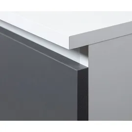 akord furniture factory AKORD CLP Weiß mit Front Graphitgrau und 2 Ablagen B135 x H77 x T60 cm - Weiß