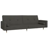 vidaXL Schlafsofa 2-Sitzer mit 2 Kissen Dunkelgrau Samt