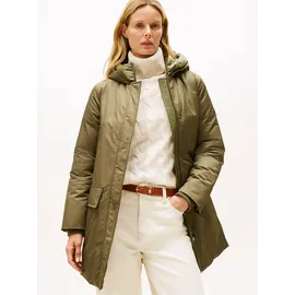 Tommy Hilfiger Wintermantel TOMMY HILFIGER "PADDED NYLON REG PARKA", Damen, Gr. M (38), grün (utility olive), Web, Obermaterial: 59% Baumwolle, 41% Polyester, unifarben, Mäntel Wintermantel