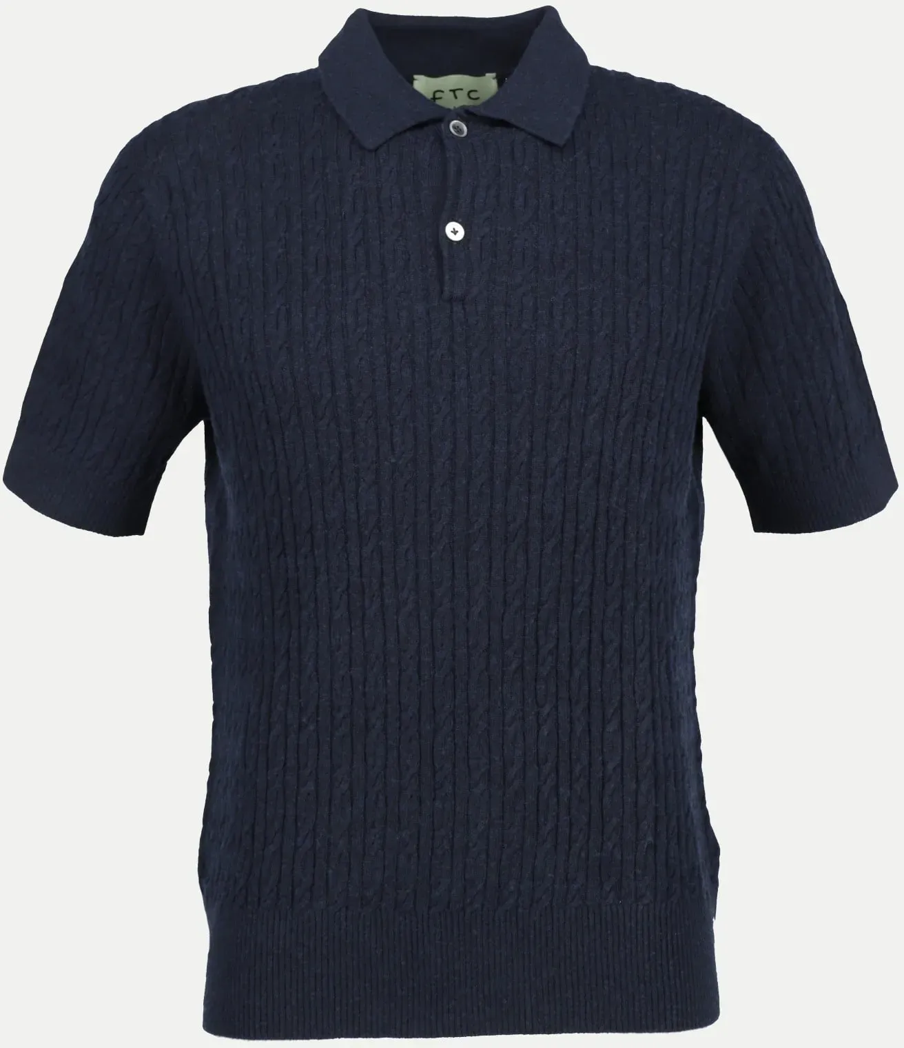 Strickpolo mit Zopfmuster Blau 52
