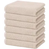 Homaxy Küchentücher, 100 % Baumwolle, Waffelgewebe, ultraweich, saugfähig, schnell trocknend, 33 x 71 cm, 6 Stück, Beige