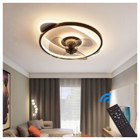 Euroton Deckenventilator Deckenventilator mit LED Beleuchtung Deckenleuchte mit Fernbedienung, Inkl Fernbedienung schwarz