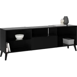 FMD Dark TV-Board 153,5 cm Schwarz Glas/Holz/Kunststoff/Metall/Holzwerkstoff