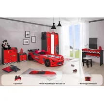 Aileenstore Kinderzimmer komplett Set Autobett Rio 5 teilig Rot