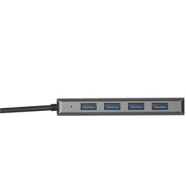 Trust Halyx Mini 4 Port USB Hub 3.2, USB-A Adapter 5 GBit/s, USB Verlängerung Datenhub, Dünn und Kompakt USB Verteiler, USB Splitter für PC, Computer, Laptop, MacBook, Windows - Grau