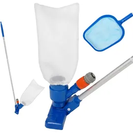 Relaxdays Pool Reinigungsset Blau/Orange/Silber 3-teilig