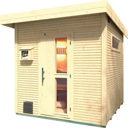 Saunahaus WEKA "Kuopio", beige (natur), Bio-Ofen, externe Steuerung, 9 kW, Saunen, 9 kW Bio-Ofen mit analoger Steuerung