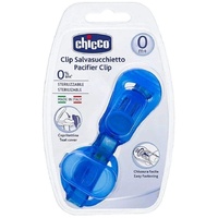 chicco Schnullerband mit Saugerschutz, Clip, Klettband, blau