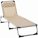 Outsunny Gartenliege mit Kopfkissen ergonomisch Beige