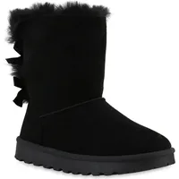 VAN HILL Damen Warm Gefütterte Winter Boots Stiefeletten Kunstfell Schuhe 839832, Farbe: Schwarz, 37 - 37
