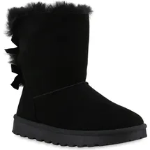 VAN HILL Damen Warm Gefütterte Winter Boots Stiefeletten Kunstfell Schuhe 839832, Farbe: Schwarz, 37 - 37