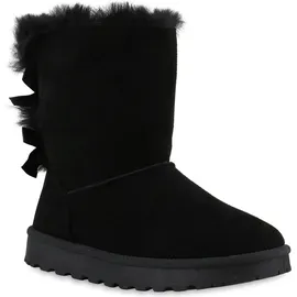 VAN HILL Damen Warm Gefütterte Winter Boots Stiefeletten Kunstfell Schuhe 839832, Farbe: Schwarz, 37 - 37