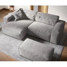 DeLife Eckcouch Cord 2-Sitzer Grau