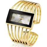 Stilvolle Damenuhr in Gold – Elegante Spangenuhr mit rechteckigem Zifferblatt, Metallarmband, sicherem Verschluss & Quarzwerk für Alltag & Anlässe