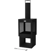 ML-Design Gartenkamin mit Schornstein 128x40 cm Schwarz Stahl Outdoor