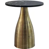 FineBuy FineBuy, Beistelltisch Rund 40x40x48 cm Metall Schwarz mit Marmorplatte