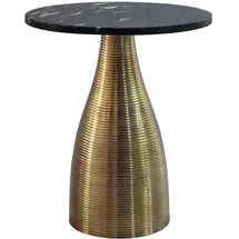 FineBuy FineBuy, Beistelltisch Rund 40x40x48 cm Metall Schwarz mit Marmorplatte