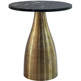 FineBuy FineBuy, Beistelltisch Rund 40x40x48 cm Metall Schwarz mit Marmorplatte