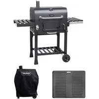 TAINO HERO XL Holzkohlegrill Set Abdeckhaube Grillplatte Smoker Grillwagen