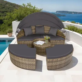 Tectake Sonneninsel Rattan natur/dunkelgrau