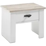 furn.design Nachttisch, Weiß, Pinien, Metall, Nachbildung,Pinie, 1 Schubladen, 40x86x58 cm, Schlafzimmer, Nachttische