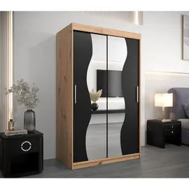 abiks möbel Schwebetürenschrank MADRYT 120 x 200 x 62 cm Schwarz