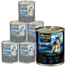 Dehner Wild Nature Nassfutter getreidefrei / zuckerfrei, für Hunde, Lachs / Huhn, 6 x 800 g Dose (4.8 kg)